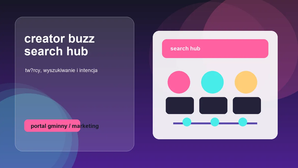 Wizualizacja twórców, paska wyszukiwania i centrum wyników symbolizuje połączenie Branded Buzz oraz Search Hubs w TikTok Ads